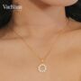 Sterling Silver 925 Circle Cz Pendant Necklace, thumbnail 5 of 6