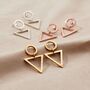 Textured Triangle Charm Stud Earrings, thumbnail 1 of 6