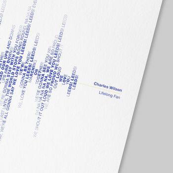 Leeds Football Fan Song Prints, Soundwave Typography Gifts, 3 of 6