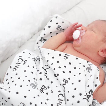 Personalised Polka Dot Baby Organic Swaddle Blanket, 4 of 9