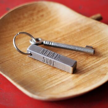 Personalised 11th Anniversary Gift; Steel Bar Keyring, 5 of 9