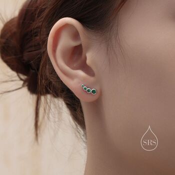 Emerald Green Cz Bubble Stud Earrings, 6 of 11