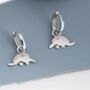 Sterling Silver Dinosaur Dangle Hoop Earrings, thumbnail 3 of 12