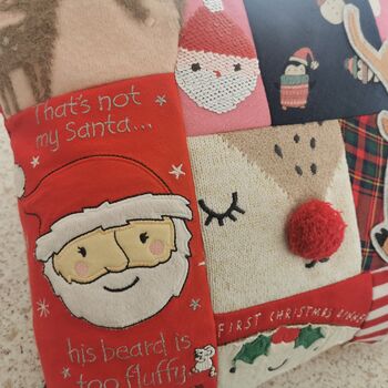 My 1st Christmas Memory Pillow Keepsake, Double Sided Cushion, Made From Baby Clothes, Personalised Decorative Keepsake Gift, 7 of 12