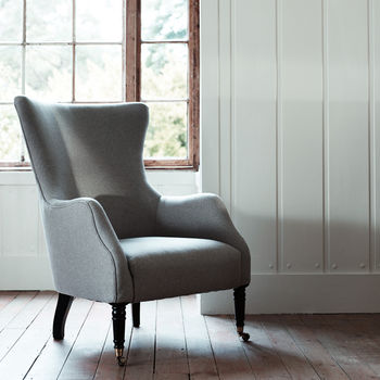 Bromley Wing Back Chair, Grey Wool, 2 of 4