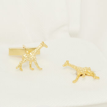 Giraffe Cufflinks 18 Ct Gold On Silver, 2 of 2