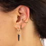 Huggie Hoop Earrings With Black Stones, thumbnail 4 of 10