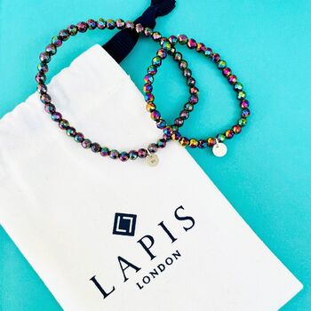 Rainbow Hematite 'Mummy And Me' Gemstone Bracelet Duo, 3 of 5