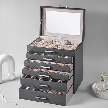 Large Multi Level Jewelry Box Jewellery Cases Organiser, 3 of 10