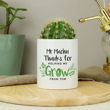 Personalised 'Thanks For Helping Me Grow' Ceramic Storage Pot, 3 of 6