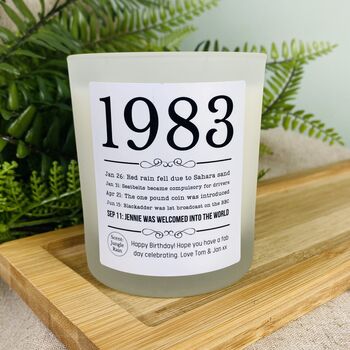 Personalised 40th 1983 Birthday Timeline Candle, 4 of 11