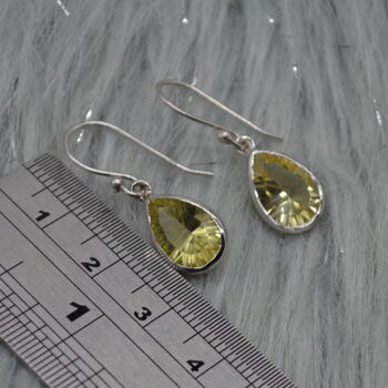 Lemon Quartz Earrings: Teardrop, Sterling Silver Dangle, 3 of 6