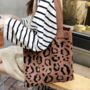 Leopard Print Large Knitted Shoulder Tote Shopping Bag, thumbnail 4 of 7