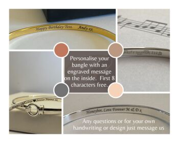 Personalised Sterling Silver Large Wrist Bangle, 6 of 8