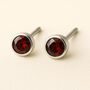 Sterling Silver January Garnet Birthstone Stud Earrings, thumbnail 1 of 4