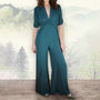 Glamorous Trouser Suit In Emerald Moss Crepe, thumbnail 1 of 4