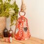 Orange Terracotta Red Hand Painted Hanging Heart Bell, thumbnail 1 of 8