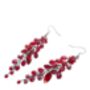 Red Crystal Drop Earrings With Black Wire Detailing, thumbnail 3 of 3