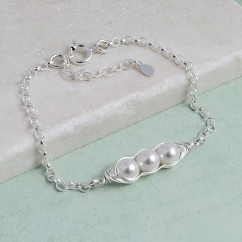 Sterling Silver And Pearl Peapod Bracelet, 2 of 4