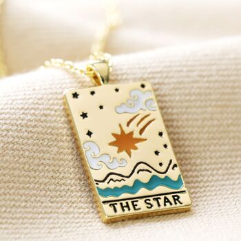 Enamel Tarot Card Necklace In Gold Plating, 9 of 12