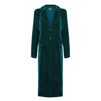 Peacock Silk Velvet Vintage Style Coat, 2 of 3