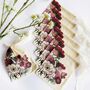 Organic Cotton Peony Print Reusable Pouches With Eco Satin Ribbon, thumbnail 3 of 7