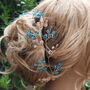 Blue And Blush Pink Crystal Bridal Hair Vine, thumbnail 7 of 9