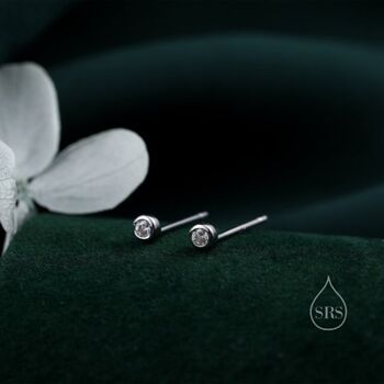 Extra Tiny 2mm Cz Stud Earrings In Sterling Silver, 8 of 12