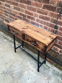 Industrial Reclaimed Console Side Table Drawers 004, 2 of 6