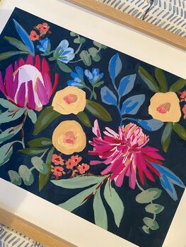Navy Colourful Floral Illustration Print, 5 of 5
