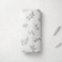 Luxury Grey Delicate Leaves Organic Bamboo Muslin Swaddle Blanket, thumbnail 4 of 4