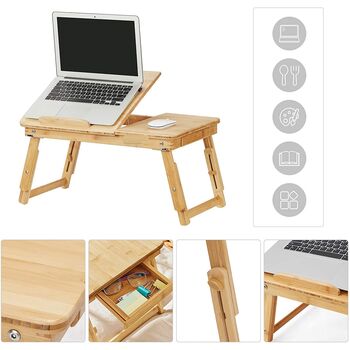 Folding Laptop Table Adjustable Bamboo, 2 of 8