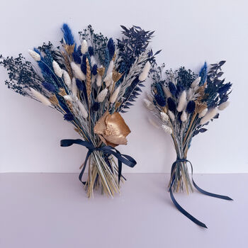 Navy Blue And Grey Dried Flower Arrangement, 5 of 6