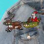 Stick Man Santa Sleigh Sew On Patch, thumbnail 2 of 2
