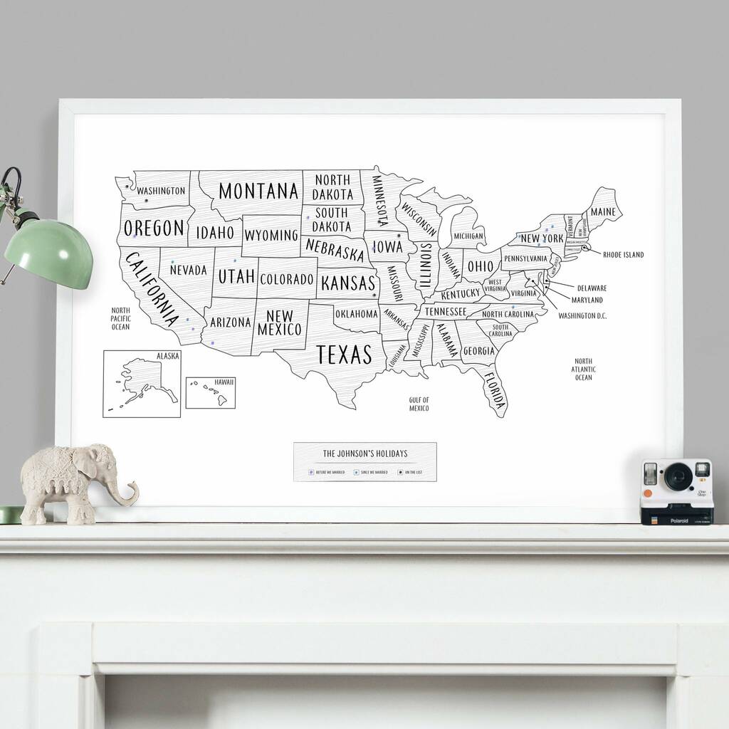 Personalised North America White Pinboard Map, 1 of 8