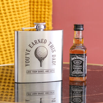 Personalised Hip Flask Whiskey Golfer Tin Set, 2 of 5