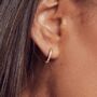 Diamond Style Baguette Medium Hoop Earrings, thumbnail 2 of 6