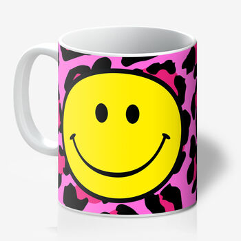 Leopard Print Animal Print Smiley Face Mugs Choice Of Four Colours, 3 of 8