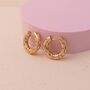 Pink Daisy Flower 18ct Gold Plated Chunky Hoop Earrings, thumbnail 3 of 5