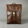 Cognac Leather Laptop Backpack With Luggage Strap, thumbnail 1 of 10