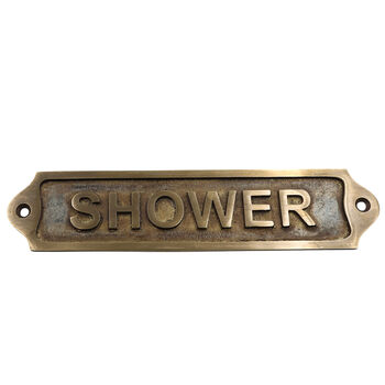 Custom Shower Sign Brass Plaque With Vintage Finish, 5 of 12