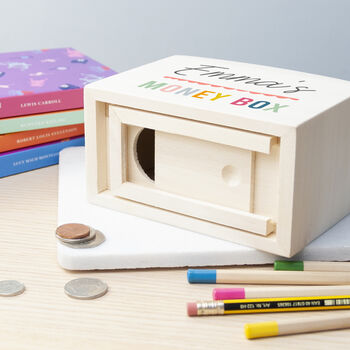 Personalised Colourful Wooden Money Box, 6 of 8