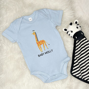 Giraffe Personalised Jungle Babygrow, 3 of 6