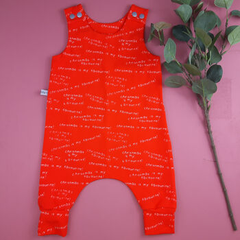 'Christmas Is My Favourite' Print Children's Dungarees, 5 of 9