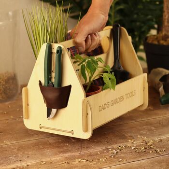 Personalised Wooden Garden Tool Caddy – Gardener Gift For Father’s Day, 4 of 12