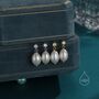 Sterling Silver Genuine Freshwater Pearl And Cz Drop Earrings, thumbnail 6 of 10