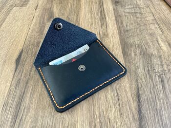 Black Leather Card Wallet, Personalised Card Holder, 2 of 12