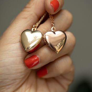 Engraved Heart Locket Hidden Message Box Necklace, 2 of 12