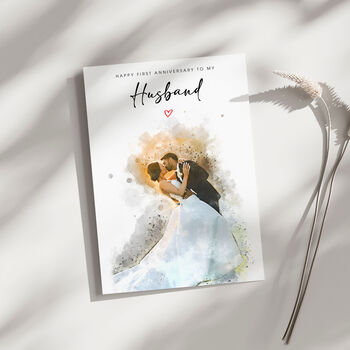 Personalised Watercolour Anniversary Card, 2 of 8