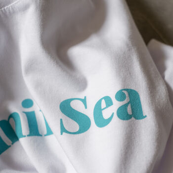 'Vitamin Sea' Slogan T Shirt In White / Turquoise, 2 of 7
